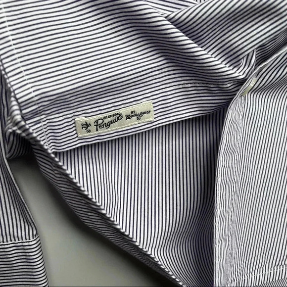 Original Penguin Heritage Slim Fit Purple Pinstripe Button Down Shirt Small - Picture 6 of 10